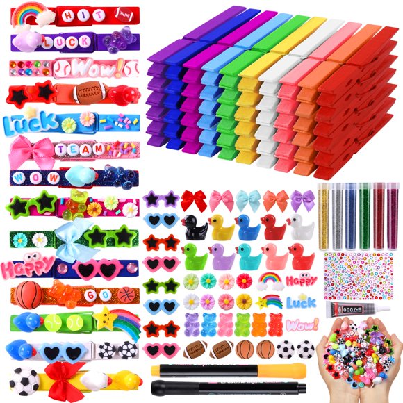 Juego de 60 alfileres de madera de colores JOICEE para manualidades