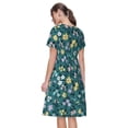 thumbnail image 2 of Bixox Robe d'Été à Manches Courtes pour Femmes Robe Ample Longueur Genou avec Poches-Floral, 2 of 7