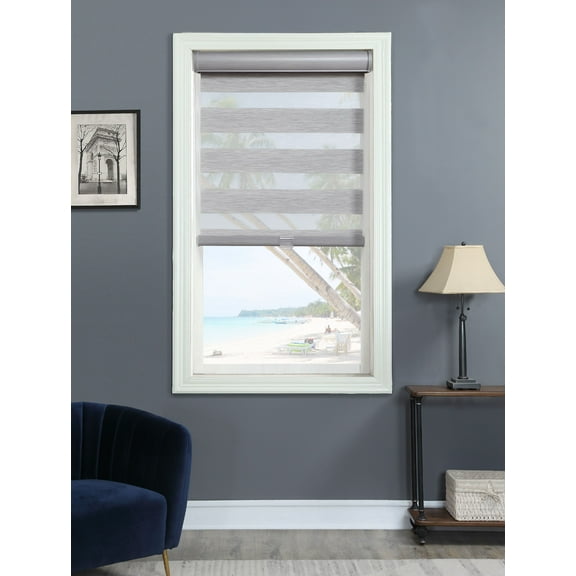 Cordless Light Filtering Layered Shade 46" X 72" Gray Stria