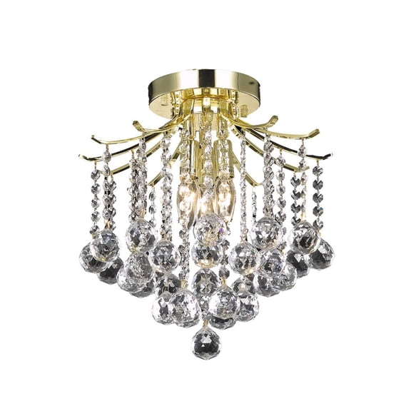 Living District Amelia 3-Light Transitional Metal Flush Mount in Gold Finish