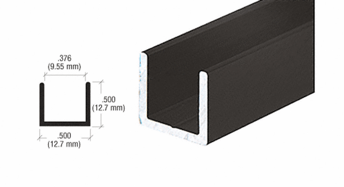 CRL Flat Black 3/8" Single "U" Aluminum Channel