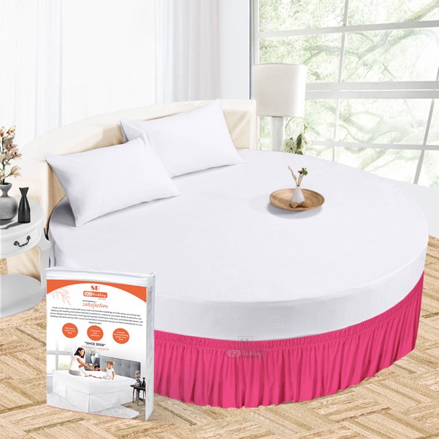SGI Bedding 24" Drop 99" Diameter Size Hot Pink Solid Round Bed Skirt Wrap Around Microfiber