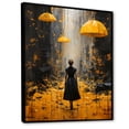 thumbnail image 2 of Designart "Stylish Woman With Yellow Umbrella" Fashion Floater Framed Canvas Art Print, 2 of 7