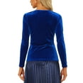 thumbnail image 3 of Unique Bargains Women's Velvet Sweetheart Neck Elegant Long Sleeves T-Shirt XL Royal Blue, 3 of 6