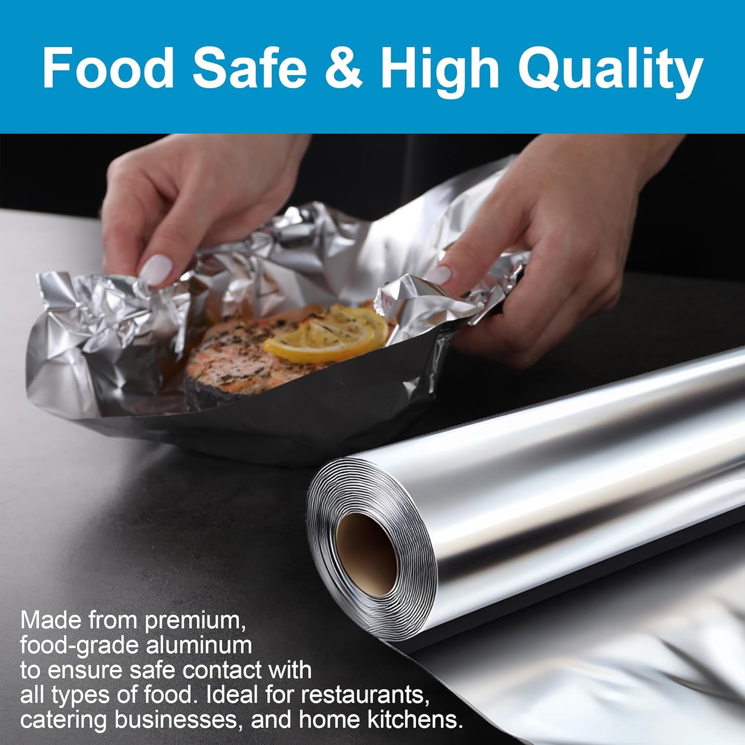 PAMI Aluminum Foil Roll, Extra Long Standard Aluminum Foil for Food Storage, Cooking, Baking & Grilling, Durable Food Grade Foil for Home & Commercial Use (18'' x 1000 Ft)