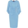 thumbnail image 1 of Hanna Nikole Robe en Chiffon à Manches Courtes pour Femmes Grande Taille avec Volants et Strass, 1 of 8