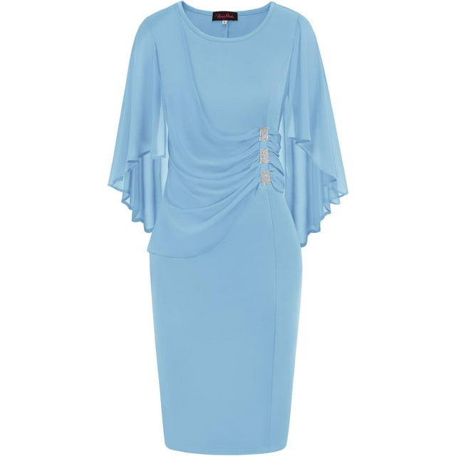 Hanna Nikole Robe en Chiffon à Manches Courtes pour Femmes Grande Taille avec Volants et Strass