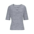 thumbnail image 4 of T-shirt à Boutons à Col Rond pour Femme, Manches Courtes, Coupe Ample, Manches Roulées, Haut Basique Décontracté d'Été, Gris, TG, 4 of 8