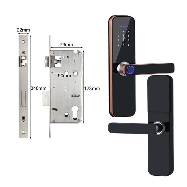 Door Lock, Tuya Electronic Smart Door Lock With Biometric Fingerprint / Smart Card / Password / Key Unlock/ USB Emergency Charge ,Easy to Install