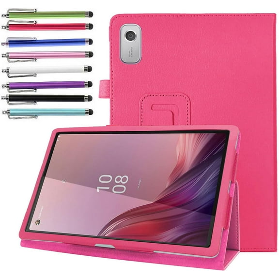 elitegadget Case for Nook 9" Lenovo Tablet (2024) / Lenovo Tab M9 (TB-310FU) - Lightweight Folio Stand Cover PU Leather Case for Lenovo Tab M9 9 Inch Display 2024/2023 1 Random Stylus (Pink)