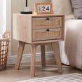 thumbnail image 5 of OKD Modern Wood Nightstand with 2 Rattan Drawers,Natural Oak, 5 of 8
