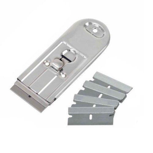 Wideskall Metal Retractable Safety Scraper with 5 Single Edge 1.5' inch Razor Blades Set