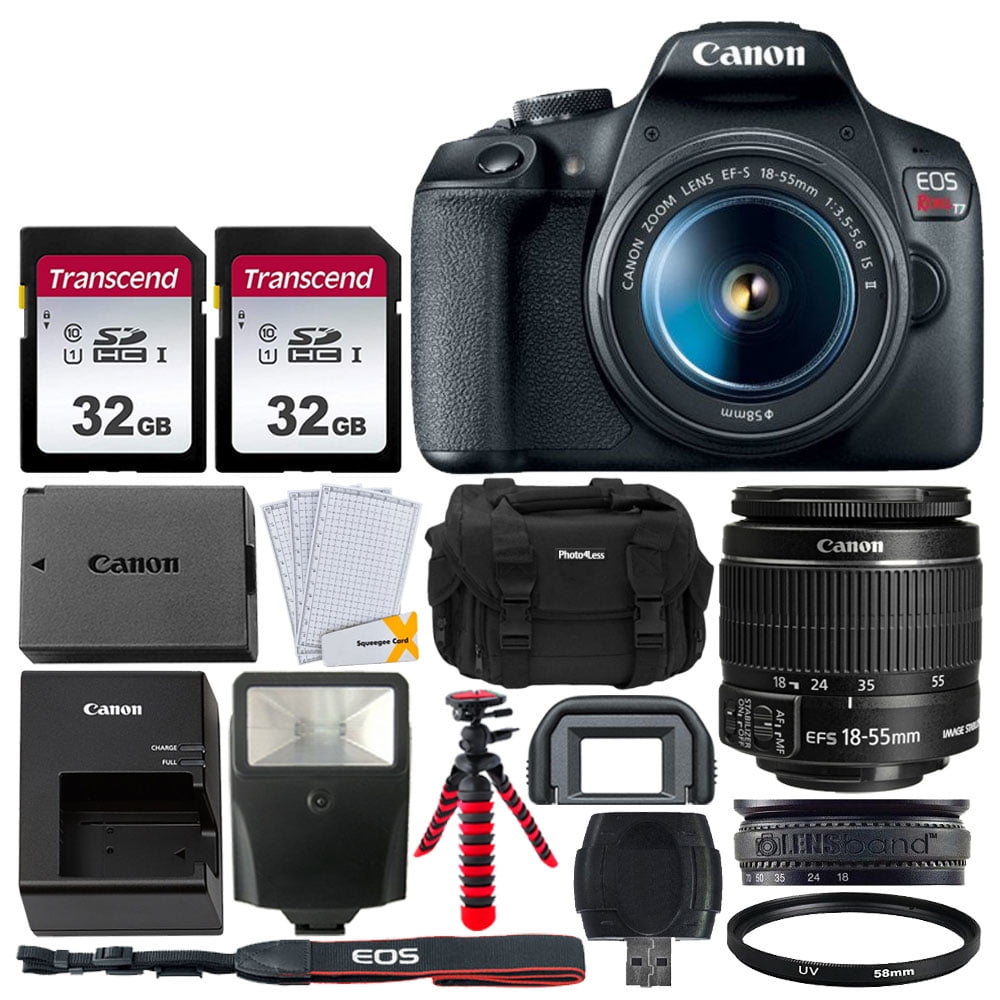 Canon EOS Rebel T7 DSLR Camera + EFS 1855mm f/3.55.6 is II + 58mm 2X