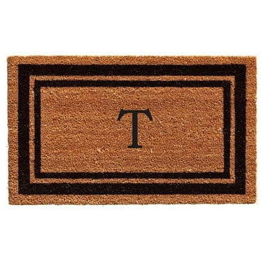 Calloway Mills Black Border 18" x 30" Monogram Outdoor Doormat (Letter T)