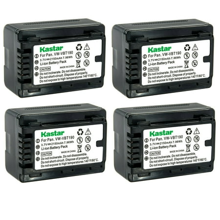 Kastar 4-Pack Battery VW-VBT190 Replacement for Panasonic HC-V720MGK  HC-V720K  HC-V750  HC-V750M  HC-V750K  HC-V770  HC-V770K  HC-V770GK  HC-V770MGK  HC-V800  HC-V800K  HC-VX1  HC-VX1K Camera