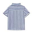 thumbnail image 3 of FRSASU Button Down Shirt Girls Cotton Short Sleeve Blouses Collared Casual Summer Beach Striped Short Sleeve Tops Blue-A, 3 of 7