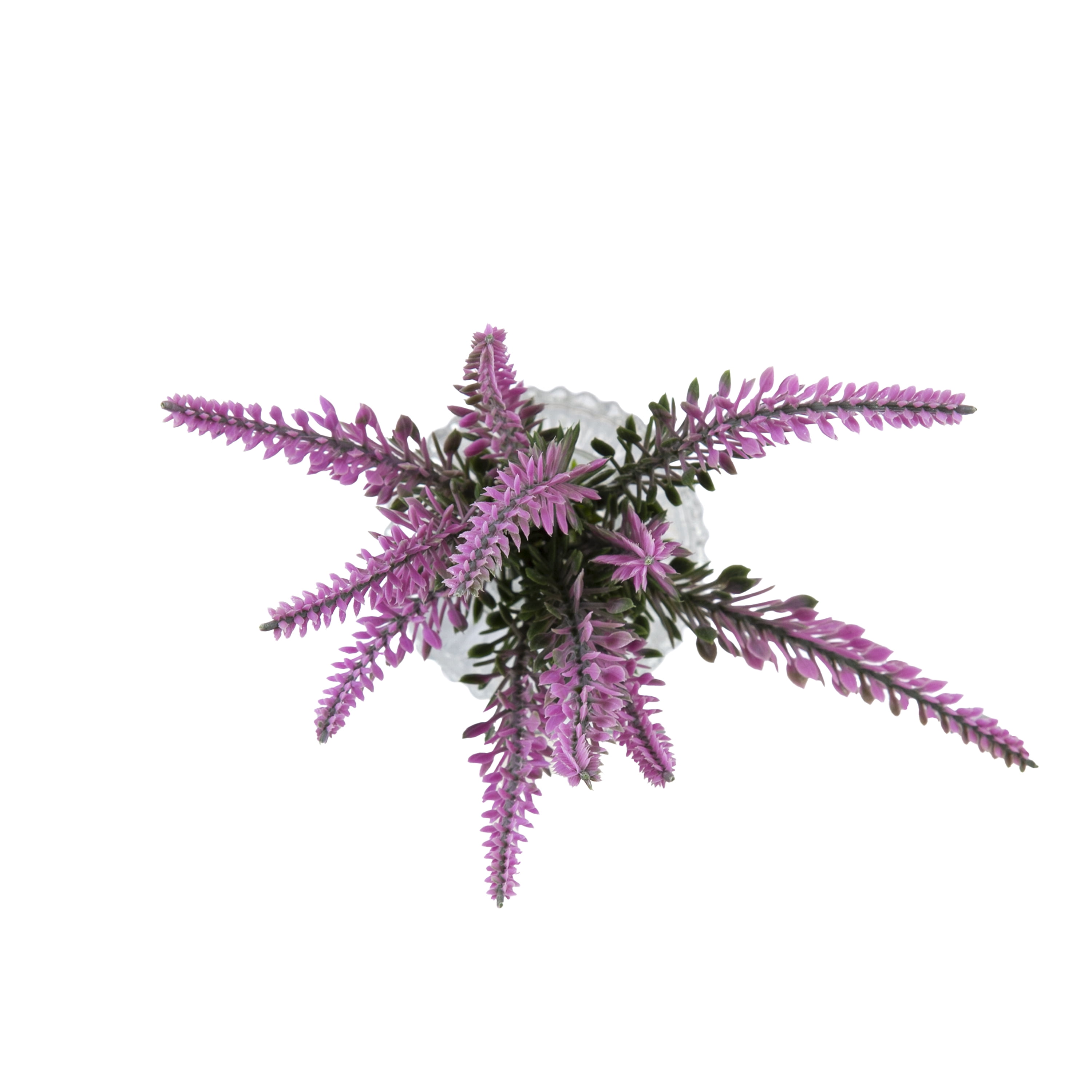 Mainstays 10.5" Artificial Lavender Flower Stems in Ribbed Glass Vase