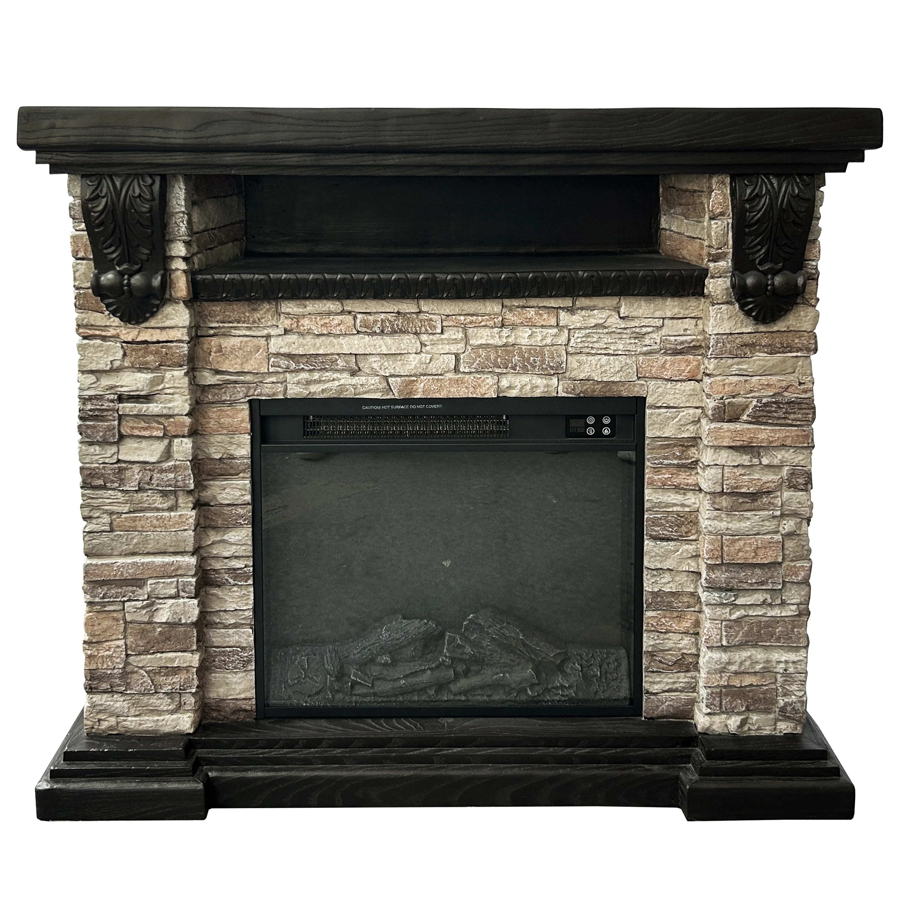 45-Inch Brown Modern Electric Fireplace with 23-Inch Firebox and Remote