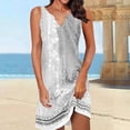 thumbnail image 2 of Summer Dresses for Women Boho Sleeveless Vintage Floral Flowy V Neck Tshirt Tank Sundress Beach Dress for Women 2024, 2 of 5