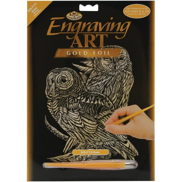 Gold Foil Engraving Art Kit 8"X10"-Owls