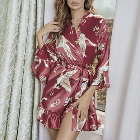 

〖TOTO〗Women Robes Lady Sleepwear Womens Lingerie Satin Pajamas Cami Shorts Set Nightwear