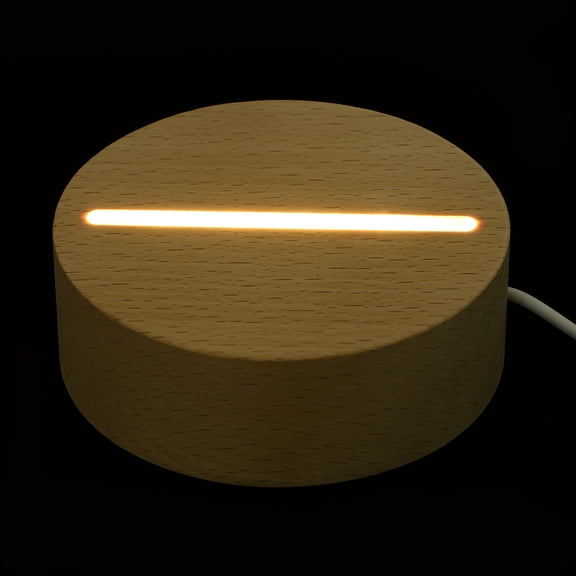 Decorative Night Light Holder Wood Craft Lamp Glass Table LED Lights Display Base Small Accessory Beech