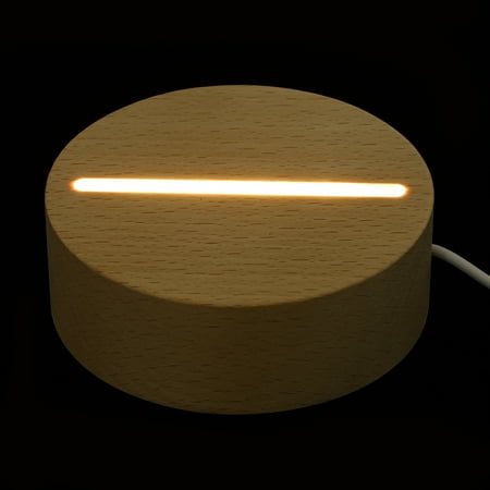 

Decorative Night Light Holder Wood Craft Lamp Glass Table LED Lights Display Base Small Accessory Beech