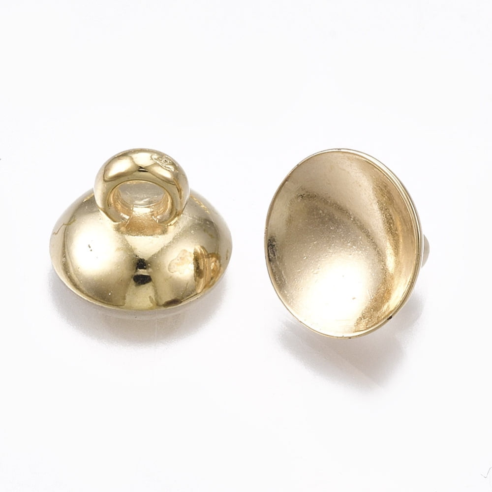 3000pcs CCB Plastic Bead Cap Bails for Globe Glass Cover Making Light golden 9x6.5mm Hole: 2mm