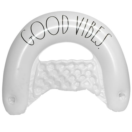 Rae Dunn: Good Vibes Chair Lounger -55"x36" Water & Pool Inflatable, CocoNut Float, Drifter & Relaxation Chair, Ages 8 