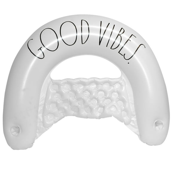 Rae Dunn: Good Vibes Chair Lounger -55"x36" Water & Pool Inflatable, CocoNut Float, Drifter & Relaxation Chair, Ages 8 