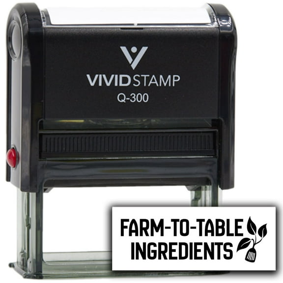 All Quality Farm-to-Table Ingredients Self-Inking Rubber Stamp | Handcrafted Products (Black Ink) - Q-300