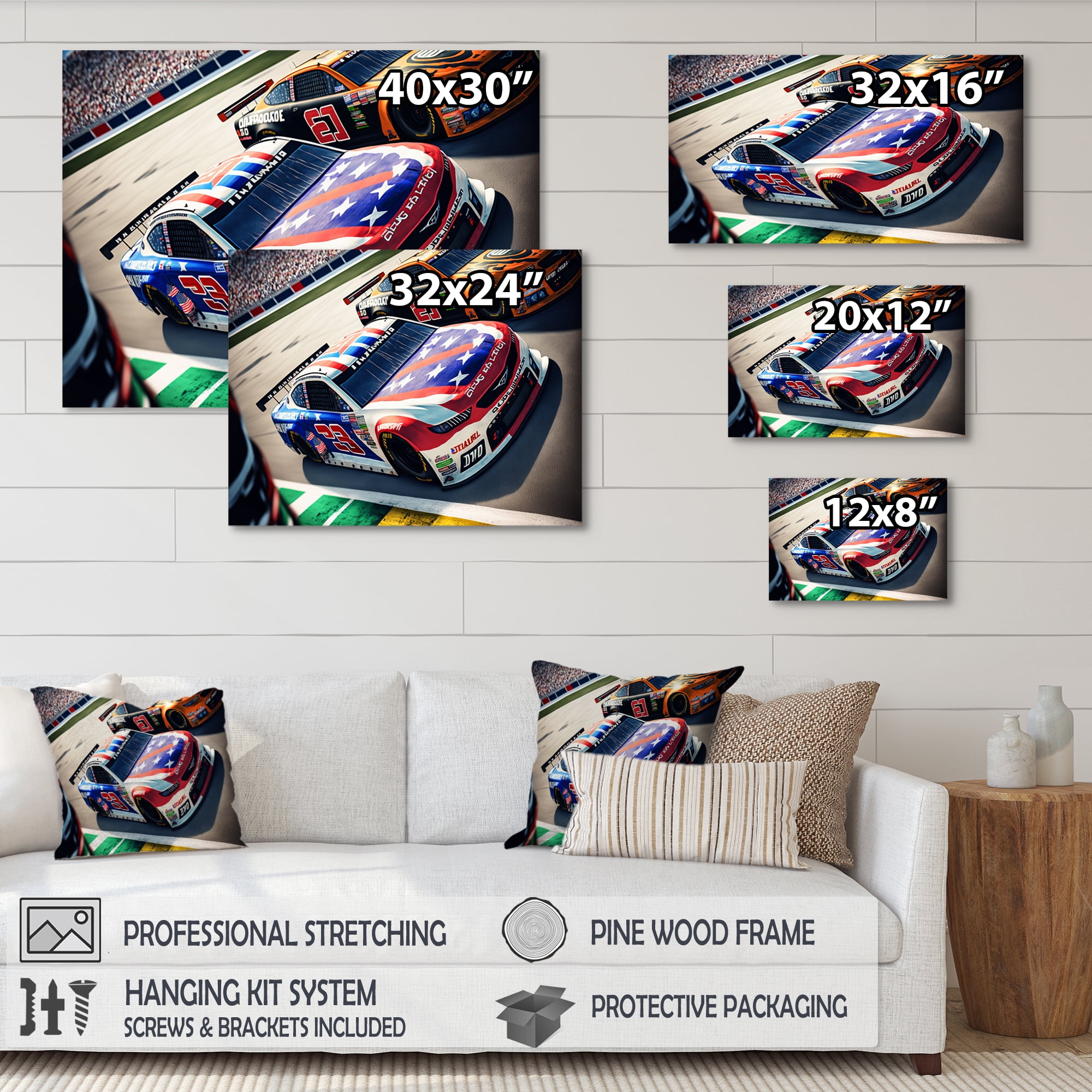 Designart Stock Car Racing Last Lap II Canvas Wall Art