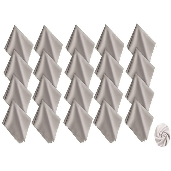 20 Pcs Premium Microfiber Cleaning Cloths 7x6 Inch Grey Color For Cleans Lenses, Glasses, Screens, Cameras, iPad, iPhone, Cell Phone, Eyeglasses ....