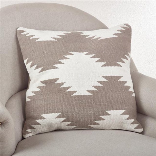 SARO 5826.N20S 20 in. Square Kilim Design Down Filled Throw Pillow Natural