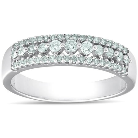 1/3ct Diamond Anniversary Wedding Ring 10K White Gold Womens Pave Wedding (Best Diamond Ring Brand)