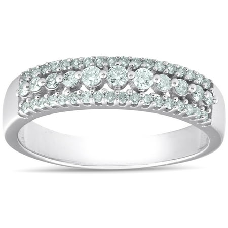1/3ct Diamond Anniversary Wedding Ring 10K White Gold Womens Pave Wedding Band