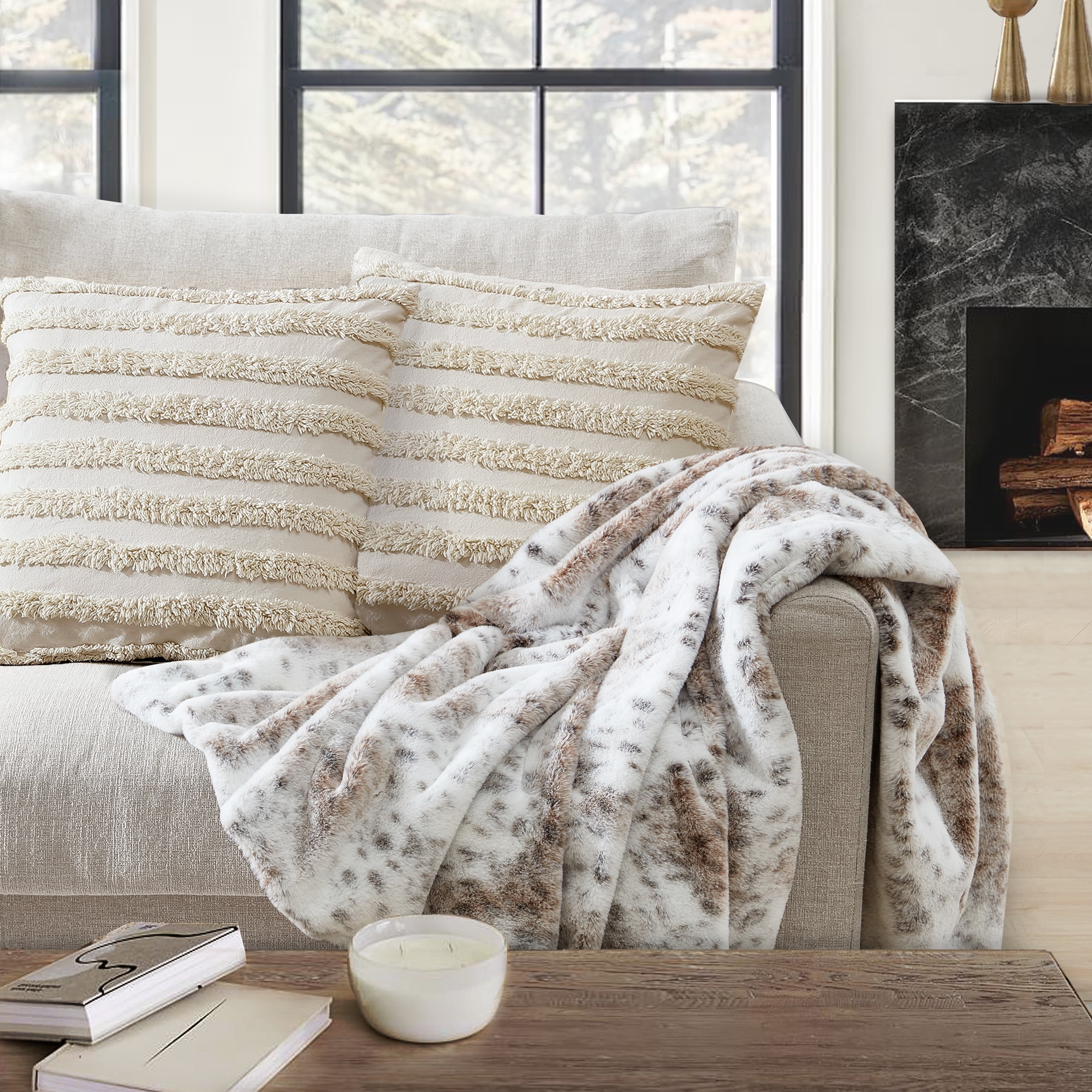 Homes & Faux Fur Blanket, White Ruched Faux Fur, Standard Throw Walmart.com