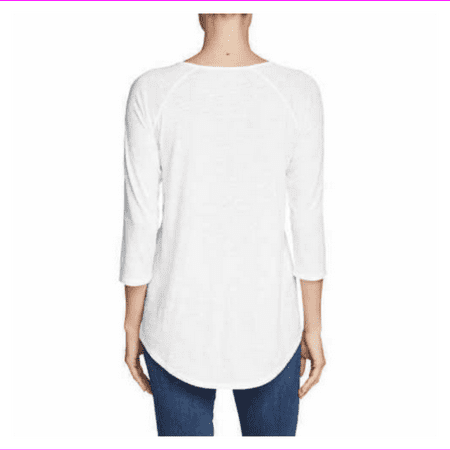 Eddie Bauer Ladies Lace-up neck detail Shirt tail hem Cross-Front ¾ Sleeve Tunic XL/White