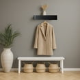 thumbnail image 6 of Wall-Mounted Coat Rack – Floating Wood Shelf with Hidden Hooks – Modern Entryway Organizer for Hallway or Closet (Black), 6 of 7