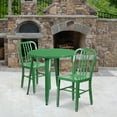 thumbnail image 2 of Flash Furniture Craig Commercial Grade 30" Round Green Metal Indoor-Outdoor Table Set with 2 Vertical Slat Back Chairs, 2 of 5