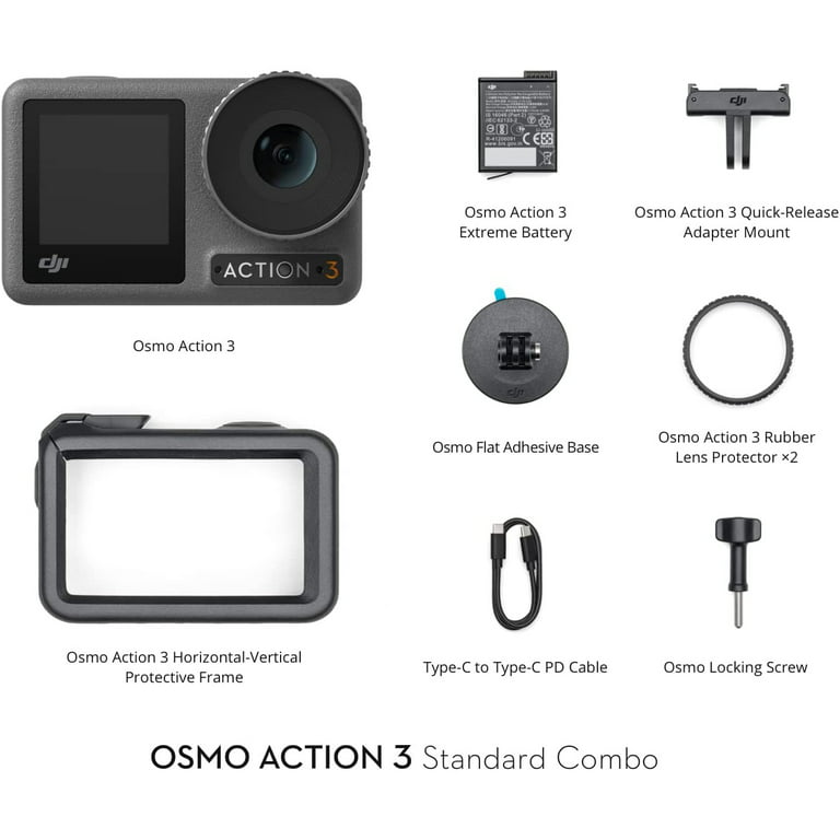 DJI Camera Action with Action Standard - Combo Accessory 64GB Bundle Osmo 3