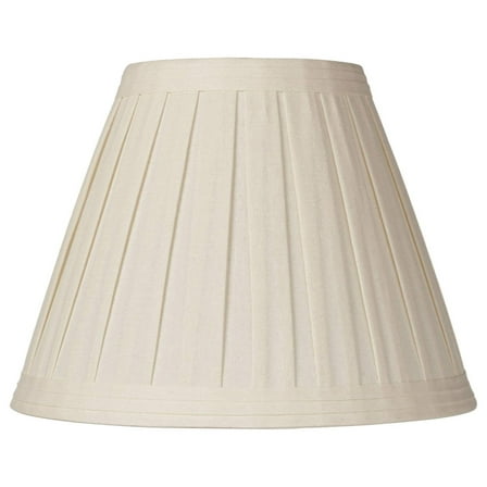 Creme Linen Medium Box Pleat Lamp Shade 7" Top x 14" Bottom x 11" High (Spider) Replacement with Harp and Finial - KioJJp