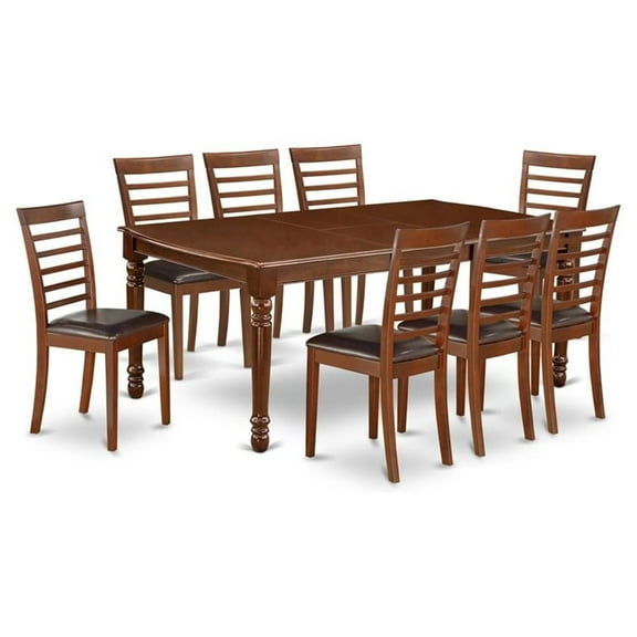 Atlin Designs 9-piece Wood Dining Set in Mahogany