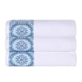 thumbnail image 2 of Superior Medallion Cotton Bath Towels, Set of 3, White/ Aqua, 2 of 8