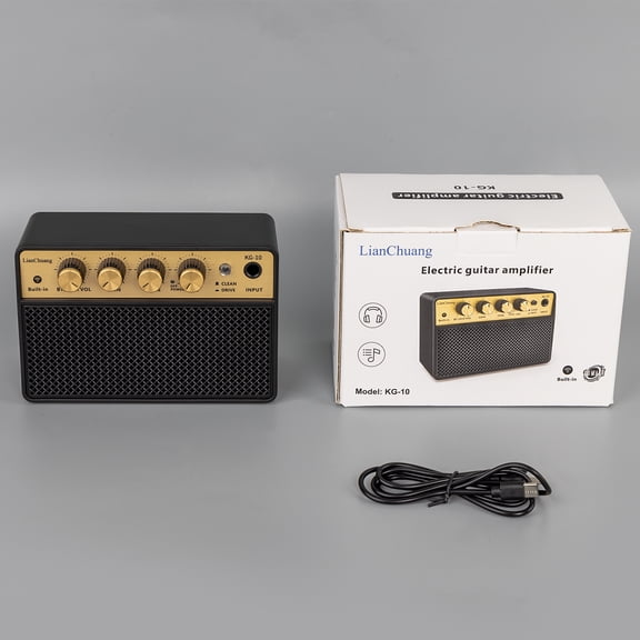 LianChuang KG-10 Portable Mini Guitar Amplifier, 10W Dual Stereo Speakers, Bluetooth 5.1 Wireless, Rechargeable 2000mAh Battery, Clean & Overdrive Tones, 6.35mm & 3.5mm Jacks