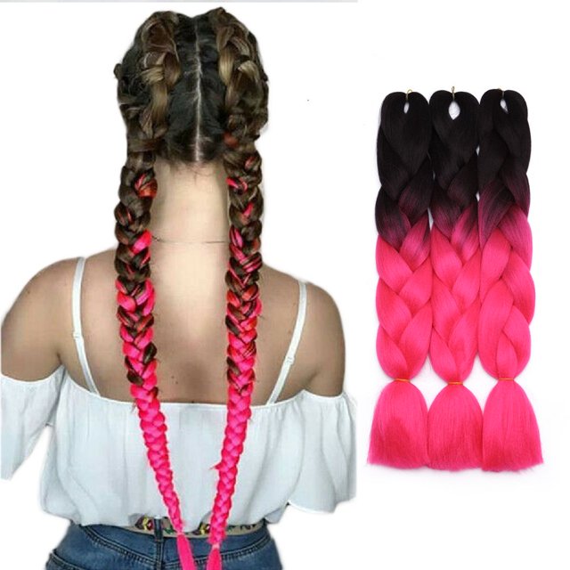 Ombre Jumbo Braiding Hair Extensions High Temperature Synthetic Ombre Twist Colored Hair