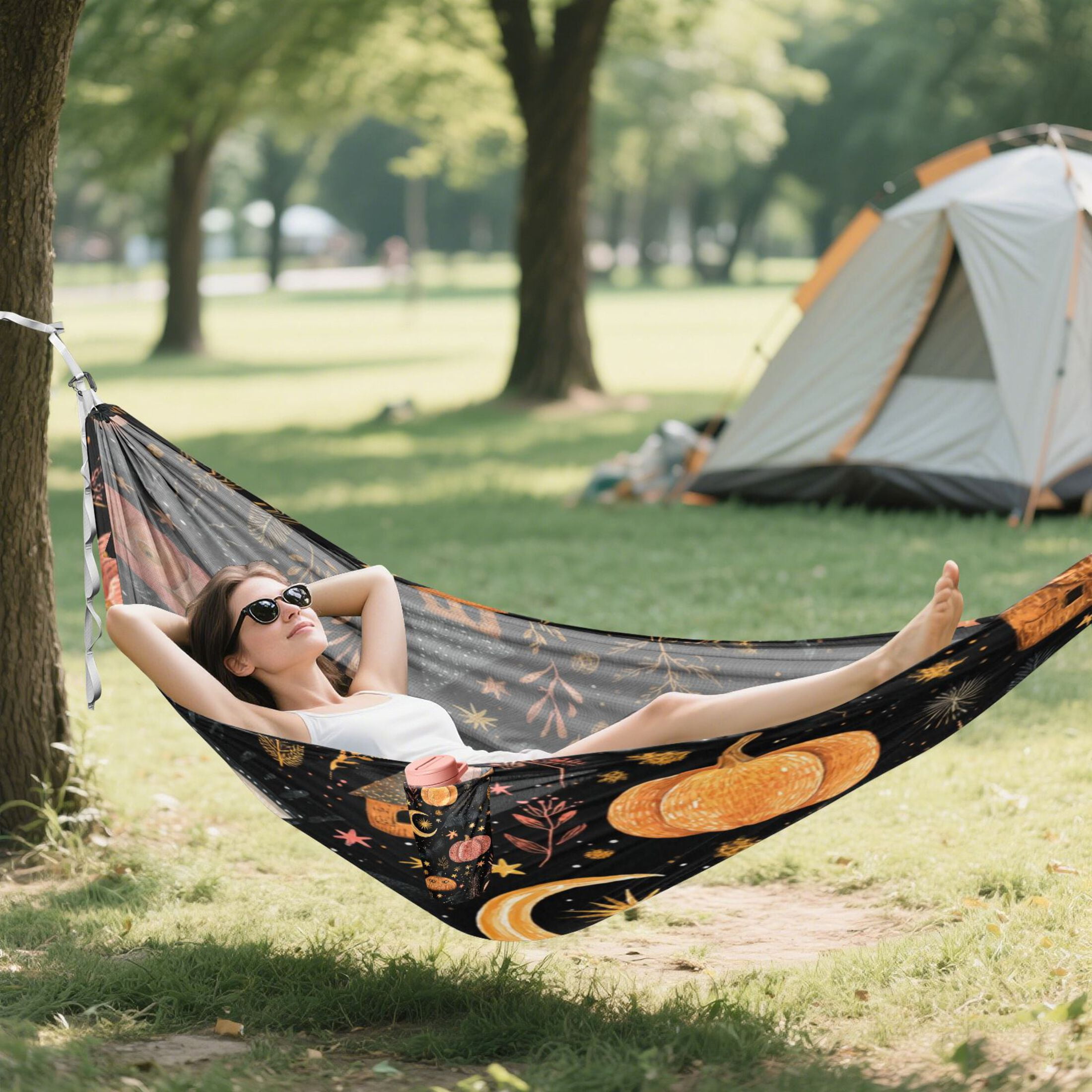 Hammock Camping Hammock Nylon Portable Hammock Travel Camping Hammock Halloween Pink Pumpkin