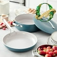 thumbnail image 2 of GreenPan Nova 10” Frying Pan Skillet and 4.37QT Sauté Pan with Lid, Oprah’s Favorite Things 2024, Ceramic Nonstick, Induction Suitable, Sear, Fry, Broil, Dishwasher & Oven Safe, Deep Teal, 2 of 7