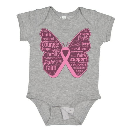

Inktastic Breast Cancer Butterfly Collage of Words Gift Baby Girl Bodysuit