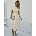 thumbnail image 2 of Shirred Neck Flowy Short Sleeve Dress for Women Below Knee Length, 2 of 3